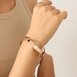 Shining Diva Fashion Rose Gold-Plated Cuff Bracelet image 4