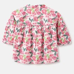United Colors of Benetton Girls Floral Printed Spread Collar Relaxed Fit Shirt image 3