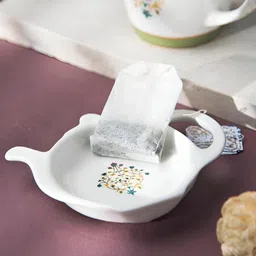 Fabindia Suvarn White & Green Printed Ceramic Tea Bag Holder-picture-39