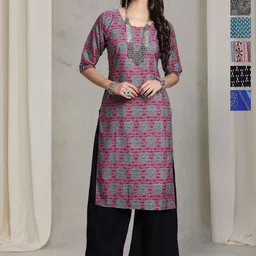 7Threads Women Pack Of 6 Ethnic Motifs Printed Crepe Kurta-picture-13