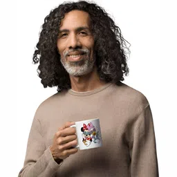 Mr UVD White & Blue Cartoon Characters Printed Ceramic Mug 350 ml image 4