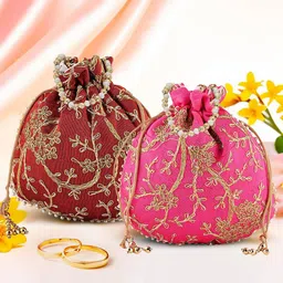 Kuber Industries Set Of 2 Embroidered Potli Clutches-picture-28