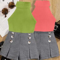 DEL LUNA Kids Girls Checked High Neck Mini Dress-picture-36
