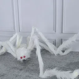 Little Surprise Box LLP White Giant Furry Spider With Bendable Legs Halloween Decor image 2