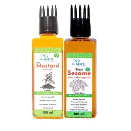 ANI'S Set Of 2 Pure Mustard & Black Sesame Hair Oils -100ml Each image 1