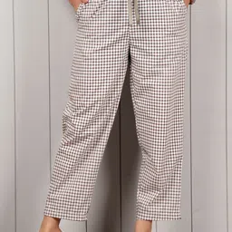 Style Shoes Women Checked Cotton Lounge Pants-picture-15