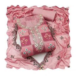 HERE&NOW Embellished Unstitched Dress Material image 5