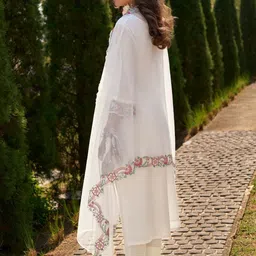 Indo Era Women Floral Embroidered Regular Thread Work Pure Cotton Kurta with Trousers & With Dupatta image 5