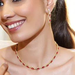 Rubans 18K Gold-Plated Crystals & American Diamond Studded Jewellery Set image 2