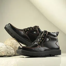 The Roadster Lifestyle Co Men Lace Up Mid-Top Boots-image-82