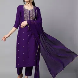 shiva Women Pure Cotton Kurta Pant Dupatta Set-picture-11
