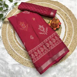 RegalDrapes Ethnic Motifs Woven Design Saree With Blouse Piece-image-19