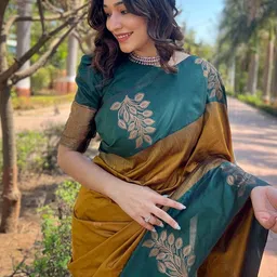 ELITE WEAVES Floral Zari Silk Blend Banarasi Saree-picture-24