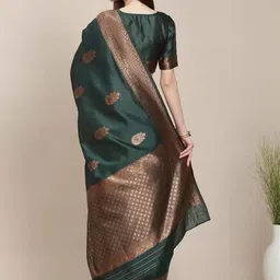 FLUXUS Ethnic Motifs Woven Design Zari Banarasi Saree image 2