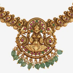 Kushal's Fashion Jewellery Gold-Plated Ruby Studded Jewellery Set image 2