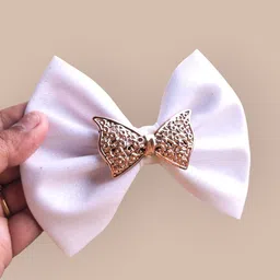 RAINMEBOWS Girls Glittery Bow Alligator Hair Clip With Metallic Gold center-picture-36