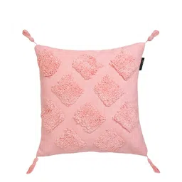 HOSTA HOMES Set Of 2 Pink Geometric Embroidered Pure Cotton Square Cushion Covers image 4