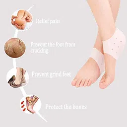 Fikup Silicone Gel Heel Socks for Swelling and Pain Relief, Cushion Support, Foot Care, Ankle Protection for Men and Women (Free Size, Skin) - 1 Pai image 3