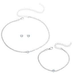 Peora Silver-Plated Cubic Zirconia Studded Jewellery Set With Bracelet image 2