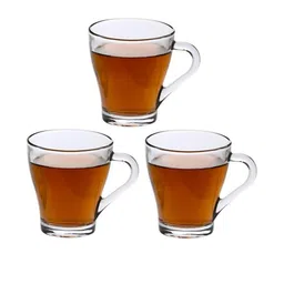 Somil Clear Glass Coffee & Tea Cup / Mug (240 Ml), Enjoy Your Drink in Style, 8.3 X 10.3 X 9.5 Cm, Pack of 5 image 3
