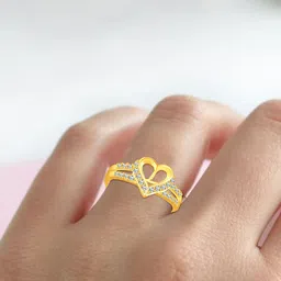 Heer Collection Gold Stones-Studded Finger Ring image 4