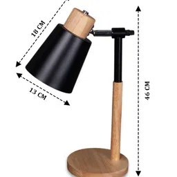 AARVI DECOR STUDIO Black Wood Frusturical Shaped Table Lamp image 2