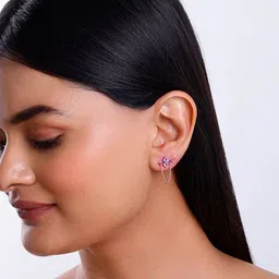 GIVA Set Of 2 925 Sterling Silver Rose Gold-Plated Floral Zircon Studded Studs image 4