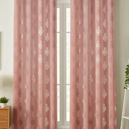 GEET CREATIONS Pink & Green Set of 2 Floral Door Curtain image 5