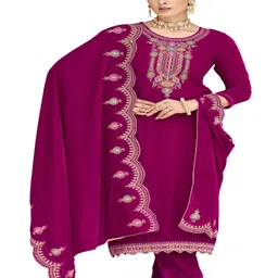 DRAVINAM Trends Zari Velvet Unstitched Dress Material-image-63