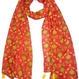 ogs Floral Print, Printed Rayon Women Red Scarf, Stole, Fancy Scarf-picture-16