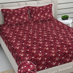 Myntra Elegant Homes Maroon & Black 300 TC King Bedsheet with 2 Pillow Covers-picture-20