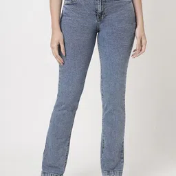 Kraus Jeans Women Straight Fit Mid-Rise Heavy Fade Stretchable Jeans-picture-23