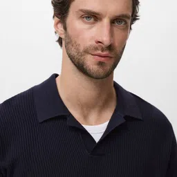 MANGO MAN Ribbed Shirt Collar Sweaters image 4