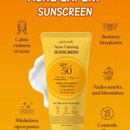 Auravedic Acne Calming Sunscreen Sunscreen SPF 50+ With Green Apple - 60 ml image 2