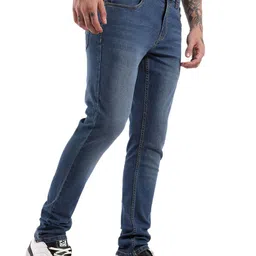 WROGN Men Slim Fit Low Distress Light Fade Jeans-picture-27
