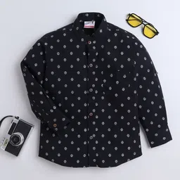 BAATCHEET Boys Band Collar Geometric Printed Cotton Casual Shirt-image-82