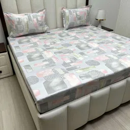 Pure Decor Royal Passion Grey Printed Pure Cotton 380TC Queen Bedsheet Sets 2.28m x 2.54m-picture-32