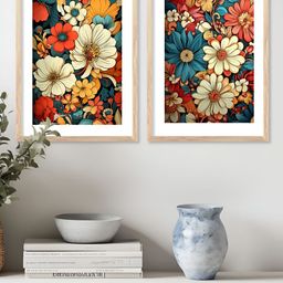 Kotart Brown & Orange 2 Pieces Wood Floral and Botanical Wall Paintings-picture-46