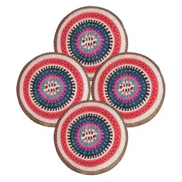 Myntra Elegant Homes 4-Pcs Blue & Pink Textured Table Placement image 3