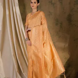 DEVATITHI Ethnic Motifs Zari Silk Blend Banarasi Saree-picture-35