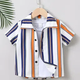 DUTT CREATION Boys Pack Of 2 Classic Striped Spread Collar Cotton Shirts image 5