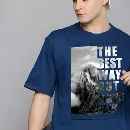 r.code by the roadster life co. The Roadster Lifestyle Co. Men Graphic Printed Round Neck Cotton Oversized T-shirt image 1