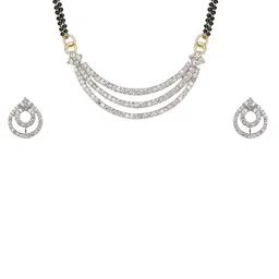 Klassic Jewels Silver-Plated Artificial Stones Studded & Beaded Mangalsutra-picture-24