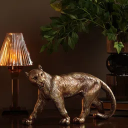 Pure Home and Living Gold-Toned & Brown Roaring Leopard Figurine Showpiece-picture-32