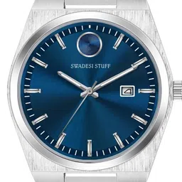 SWADESI STUFF Men Dial & Stainless Steel Straps Analogue Date Aperture Watch SDS 173 NAVYBLUE 99 image 2