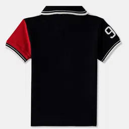 R&B Boys Colourblocked Polo Collar Cotton Relaxed Fit T-shirt image 4