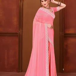 URU FASHION Striped Art Silk Saree image 3