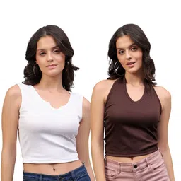 DIAZ Women Pack Of 2 Cotton Tank Crop Top-image-39