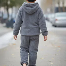 Keenuu Boys Bear Self Design Hooded Sweatshirt With Joggers image 3