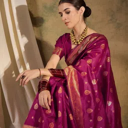 Desi Fusion Woven Design Zari Saree-image-71